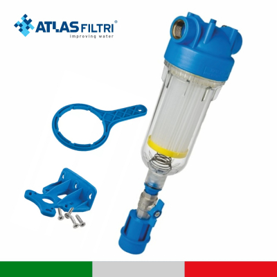 Колба фильтра магистрального Hydra Atlas Filtri (Италия) c картриджем RSH (пластиковая гофра) самоочищающийся