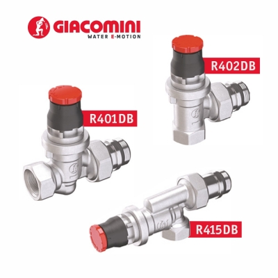 Клапаны термостатические с преднастройкой и динамическим регулированием расхода R401DB, R402DB, R415DB Giacomini (Италия), под термоголовку (аналог клапана RA-N Danfoss)