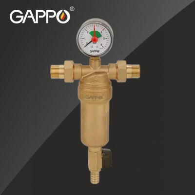 Фильтр промывной НР для горячей воды Gappo, сетчатый, с манометром и дренажным краном