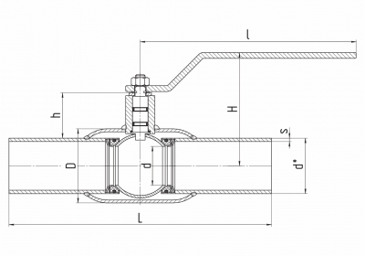 Кран шаровой стальной LD (Россия) приварной стандартнопроходной для воды и газа